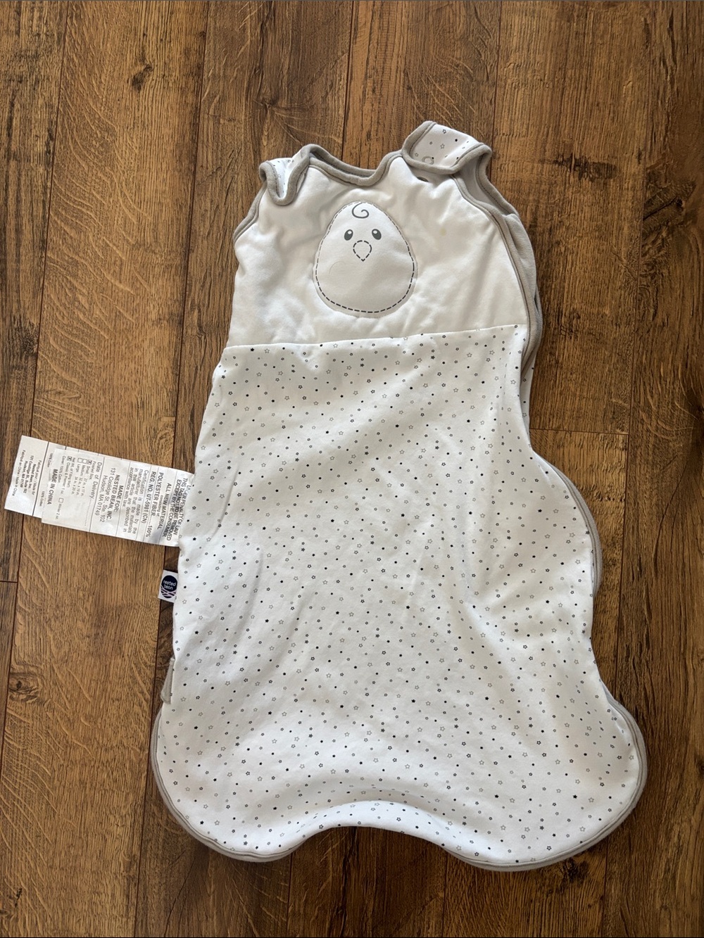 Nested Bean Classic White Sleep Sack Weighted Chest Size 0-6 Months Zip Closure
